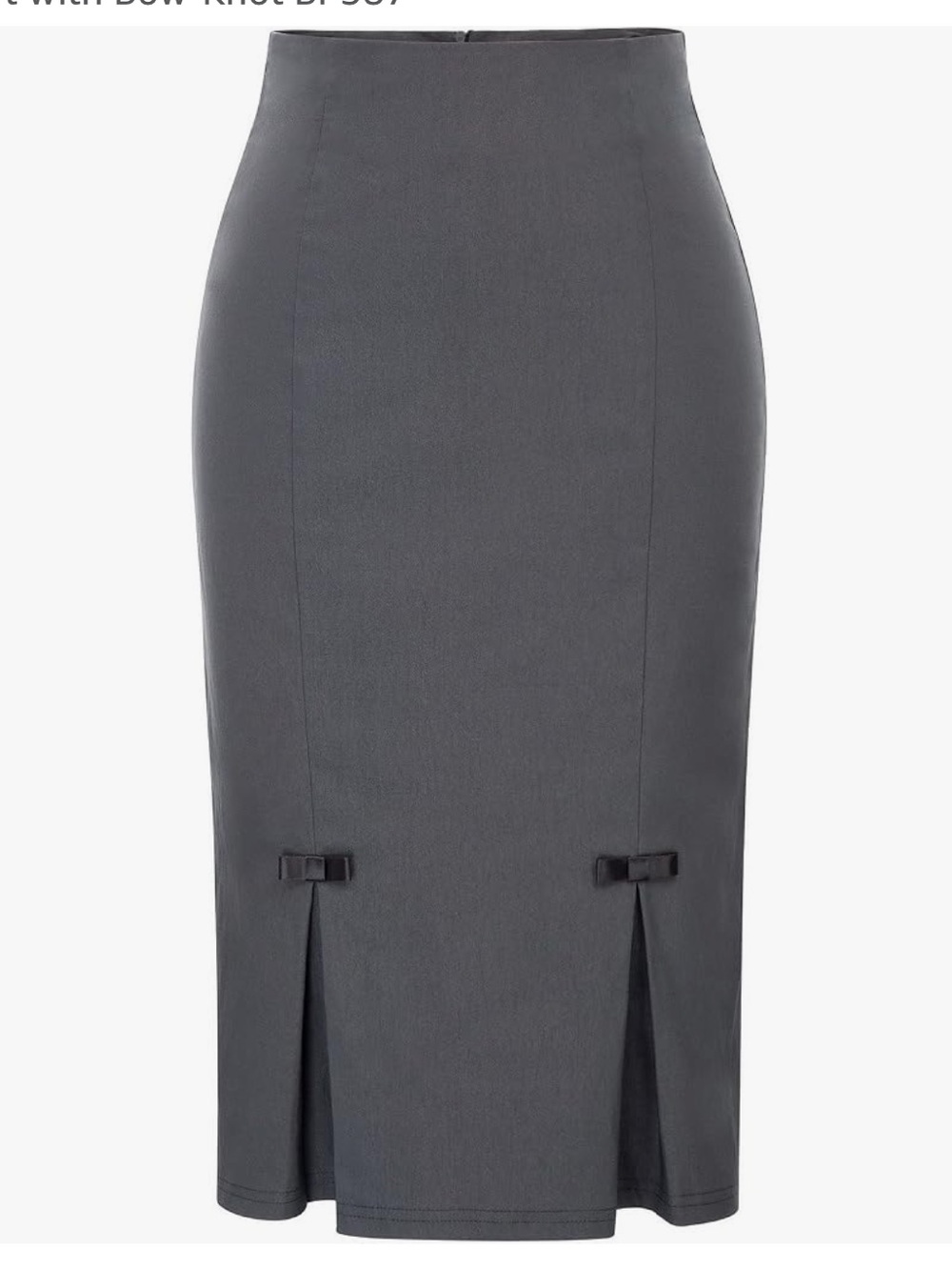 Belle Poque Charcoal Pencil Midi Skirt with Bow Detail, Small, EUC